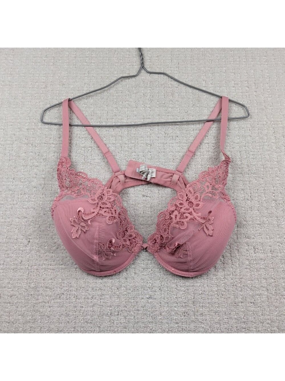 Simone Perele Saga Bra Floral Sheer lace Coquette Pink Whimsigoth Fairy Sz 36C